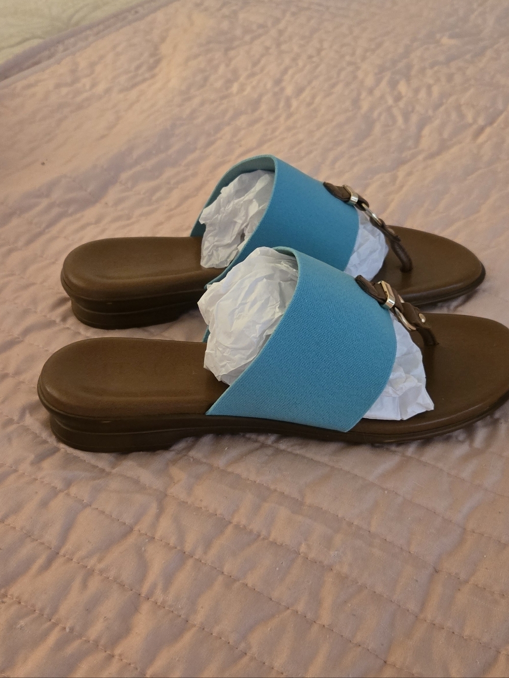 EUC!!  ITALIAN SHOEMAKERS ASHER TEAL ELASTIC BAND SANDALS SIZE 7 - Picture 2 of 3